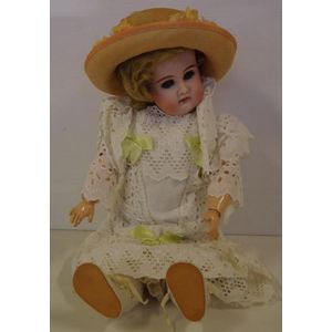 Antique German 'Bahr & Proschild' porcelain doll, with roll…