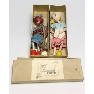 Two Melbourne Lamont puppets 'Wilhelmina' and 'Sue, in original…