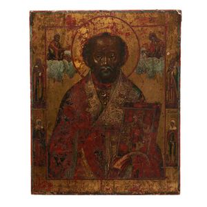 A Russian icon of Saint Nicholas of Myra, 19th/20th century,…