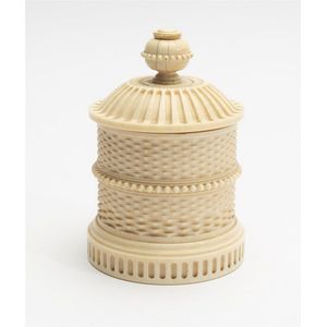 A finely turned ivory cylindrical box and cover, English circa…