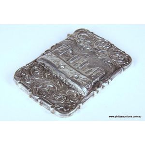 A Victorian castle top lady's card case, 1855 Birmingham, with…