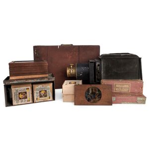 Magic Lantern in timber box and associated slides, 19th century,…