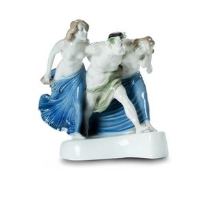 Satyr and Two Young Ladies Porcelain Figure Group - Rosenthal - Ceramics