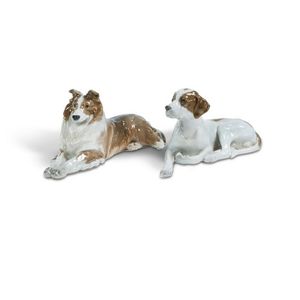two Royal Copenhagen dog figures. Collie dog and pointer.&hellip;