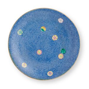 A Chiense famille rose blue Grounded sgraffito dish, Qianlong…