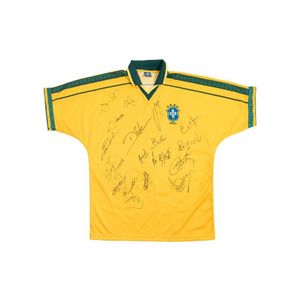 Brazil: Brazil shirt with 18 signatures including Rivaldo,…