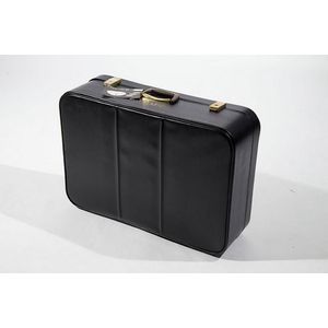 Emperor black leather suitcase by Savoy with original label