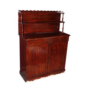 Regency mahogany chiffonier, with two tier back, on turned…