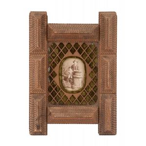 Tramp art picture frame with cabinet portrait photograph,…