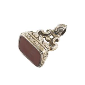 Large Victorian gold plated ornate seal fob, cornelian panel, 3.&hellip;