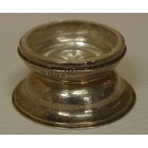 Omar Ramsden sterling silver salt cellar, with cut glass insert,…