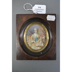 Antique French portrait miniature painted on ivory signed by…