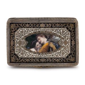 A Continental silver enamelled box with a scene depicting…
