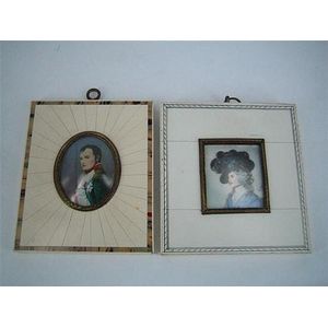 Two French miniature portrait prints on ivory 'Napoleon…
