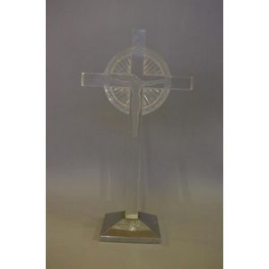 Lalique crystal crucifix, signed Lalique France, 32 cm high