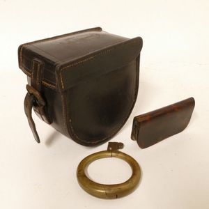 Vintage Leather Fishing Reel Bag Draw Strings And Snap 