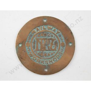 Nzr Railways Workshops circular brass plate 16.5 cm diameter