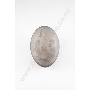Australian carved emu egg (Kalti Paarti), depicting a domestic…