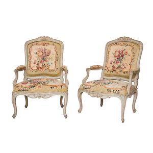 Pair of Louis XV fauteuils a la Reine, by Jean-Nicolas&hellip;