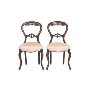 Six balloon back chair, Victorian walnut framed with fine&hellip;