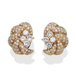 Gold and Diamond Spray Earrings - Earrings - Jewellery