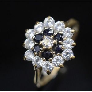 9ct Yellow Gold Sapphire and CZ Cluster Ring - Rings - Jewellery