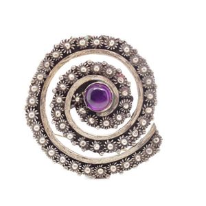 Taxco sterling silver & amethyst silver brooch with Mexican…