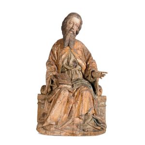 A large polychrome figure, perhaps an Apostle, possibly…