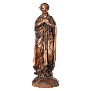 An 18th century carved wood Cordella Saint. Carved in serene…