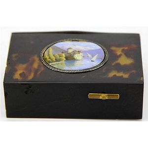 Swiss automaton tortoiseshell & enamel singing bird music box…