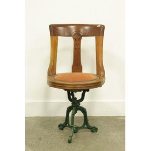 An Antique Mahogany Circular Ship S Saloon Chair Matching The