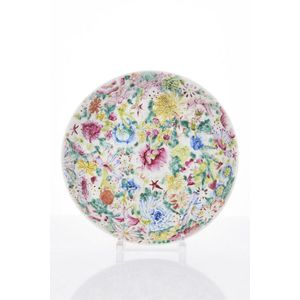 A Chinese famille-rose mille-fleur saucer-dish, Qing dynasty,…