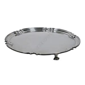 A mid-century silver salver, pie crust rim, plain interior,…