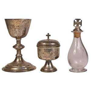 Sterling silver Communion set consisting of a chalice, a…