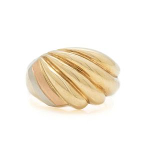 Shell Gold Rim 18ct Gold Shell Ring with Rose and White Gold Accents - Rings - Jewellery