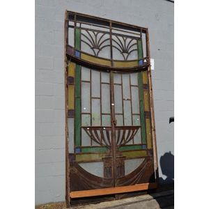Impressive and rare French Art Deco entrance doors and top…