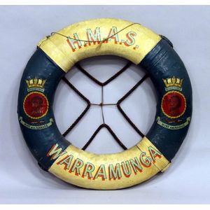 A vintage H.M.A.S. Warramunga life ring. Depth 75 cm