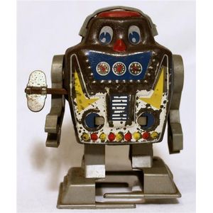 A 1960s Yonezawa tin and plastic wind-up robot made in Japan 8…
