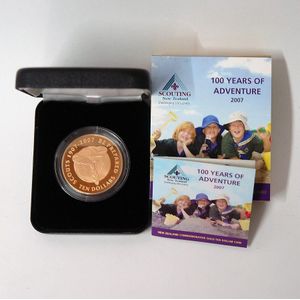An N.Z. 2007 '100 Years of Adventure' Scouting $10 proof gold…