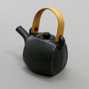 Chris Weaver, teapot, black glazed porcelain with bent wood&hellip;