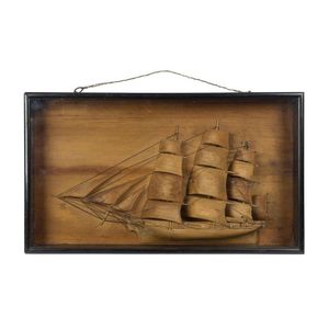 A model of a clipper ship diorama in timber and glass case,…