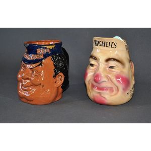 Two various early Branded spirit face jugs. 'Beenleigh Rum,'…