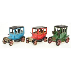 Three Masudaya toys (Japan) clockwork action tin old Timer cars…