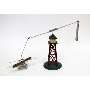 Flying Monoplane and Tower, Bing brand, German tinplate…