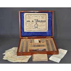 Circa 1910 cedar cased Opticians test set. Full set, with Mr H…