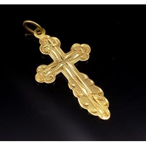 Antique 18ct yellow gold Orthodox cross with bright cut…