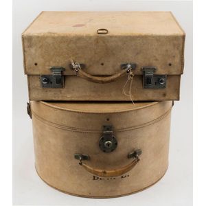 A vintage vellum hat case and shoe case (with shoes), early&hellip;