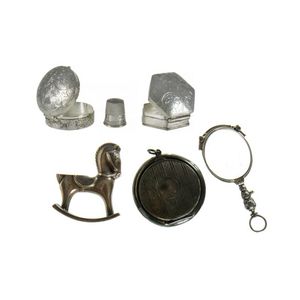 Six various silver Pce's. Including lorgnette; rocking horse…