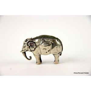 A novelty silver pin cushion in the form of an elephant, late…