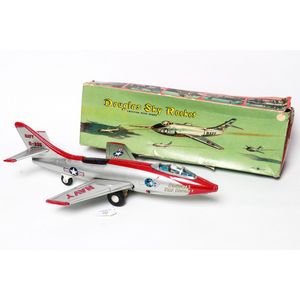 Tin toy, plane Douglas Sky Rocket with original box (a/f)